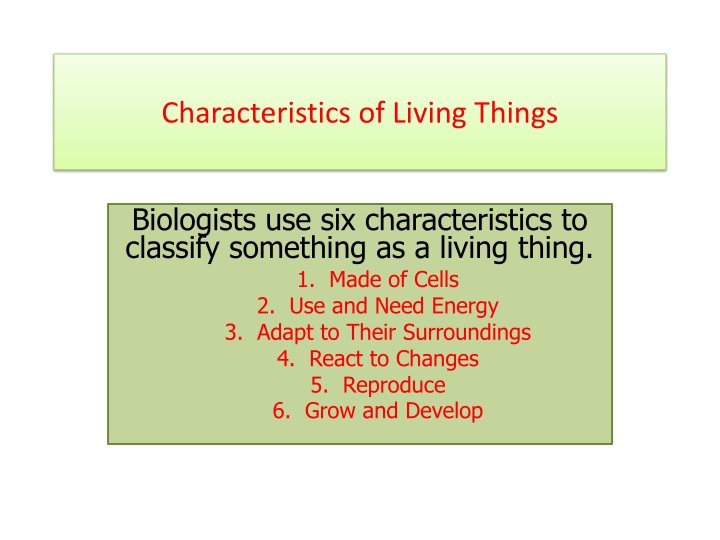 characteristics of living things