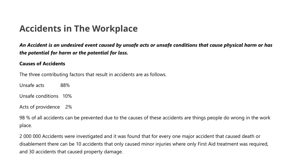 accidents in the workplace