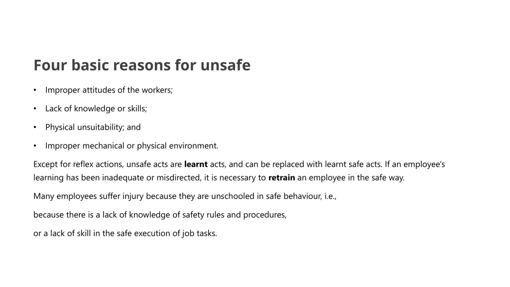 four basic reasons for unsafe