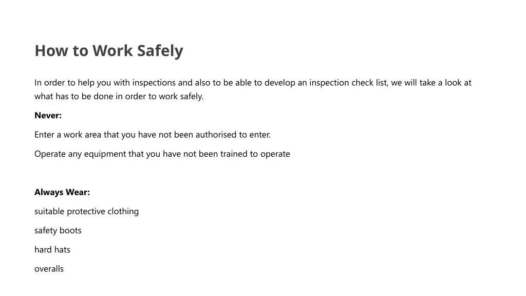how to work safely