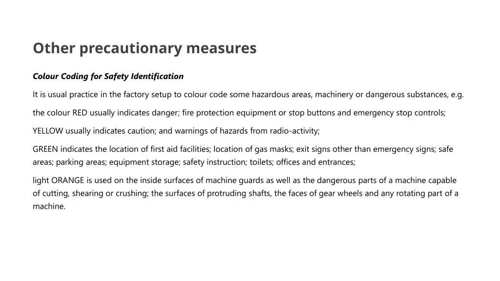 other precautionary measures