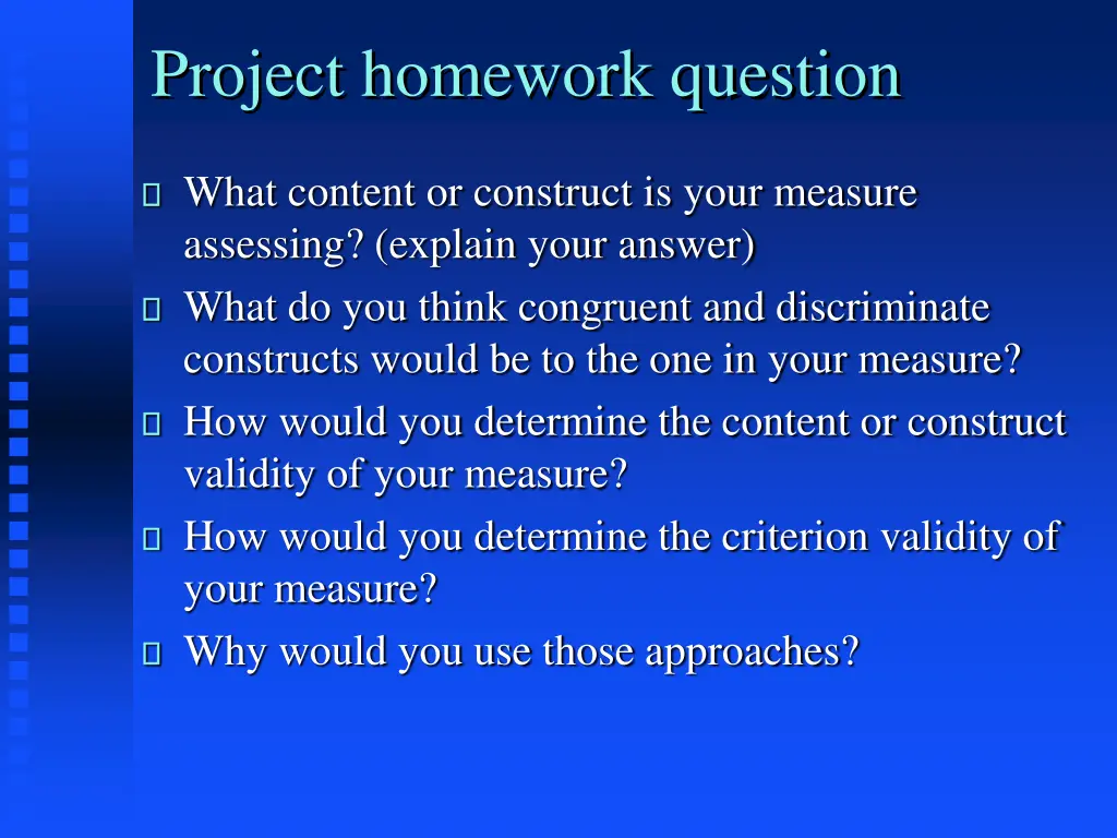 project homework question
