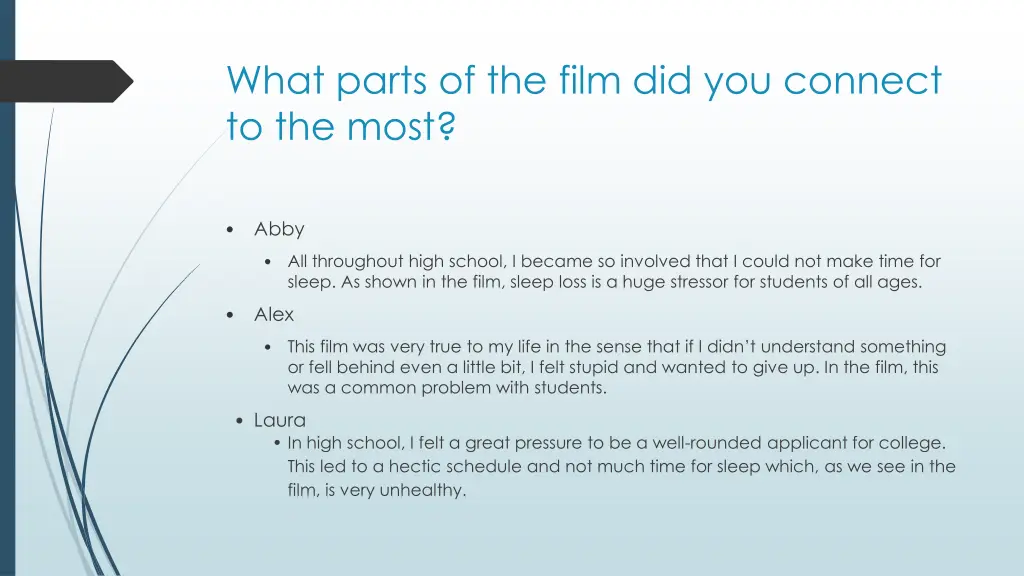 what parts of the film did you connect to the most
