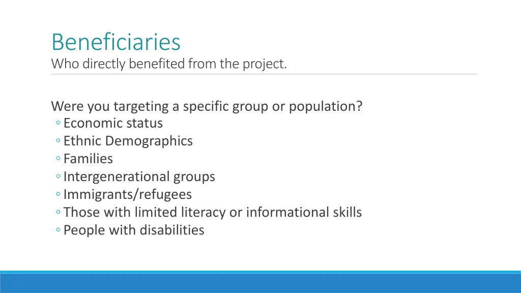 beneficiaries who directly benefited from