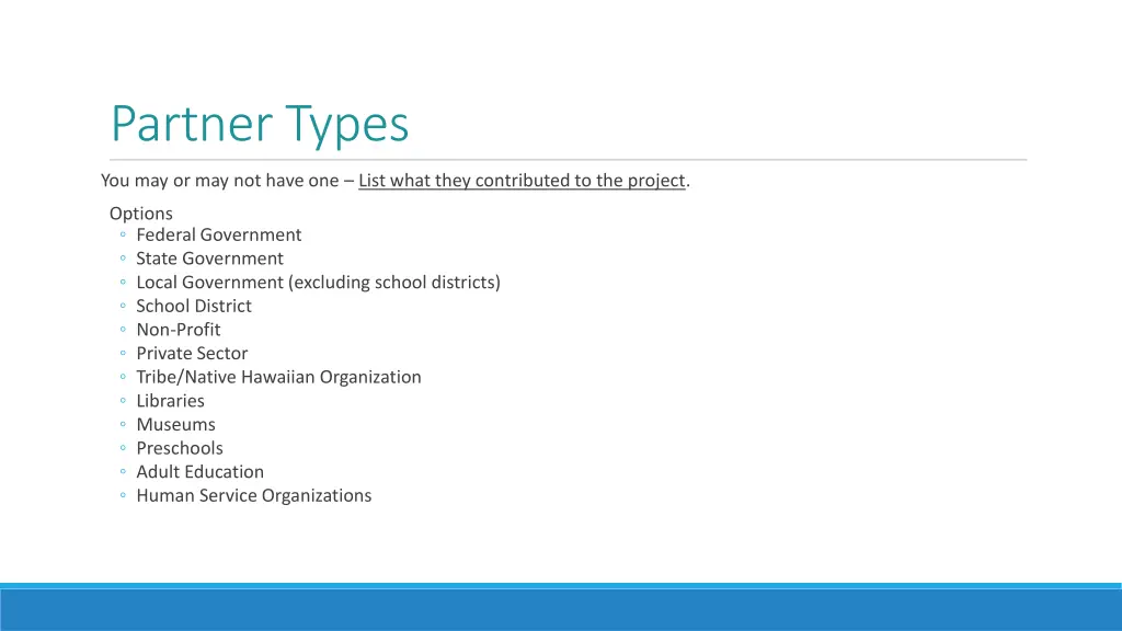 partner types