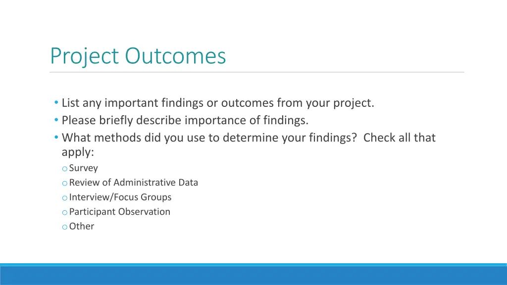 project outcomes