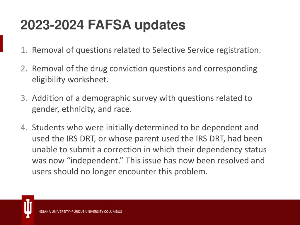 2023 2024 fafsa updates