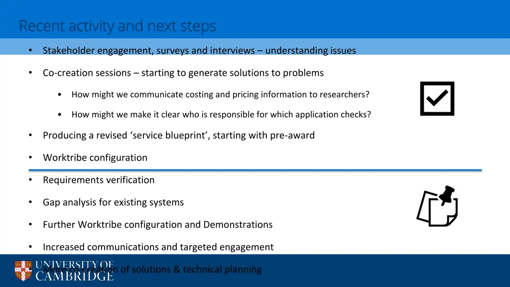 recent activity and next steps recent activity