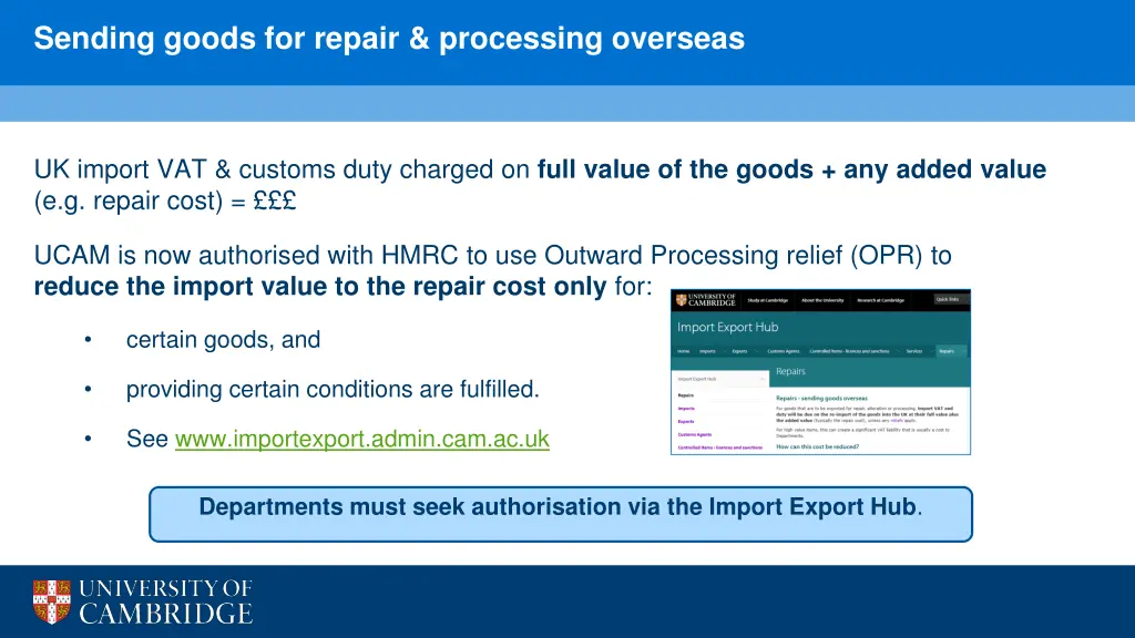 sending goods for repair processing overseas