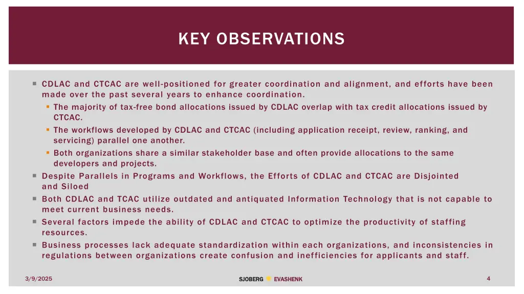 key observations