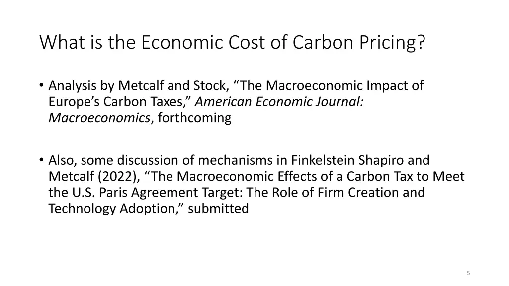 what is the economic cost of carbon pricing