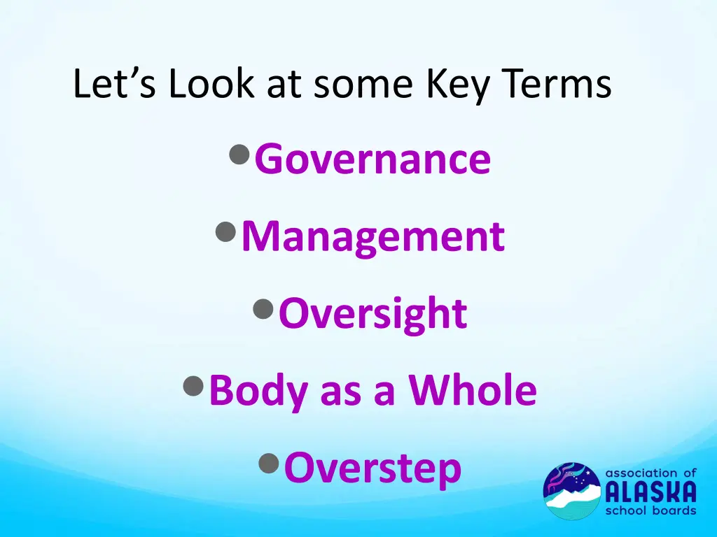 let s look at some key terms governance