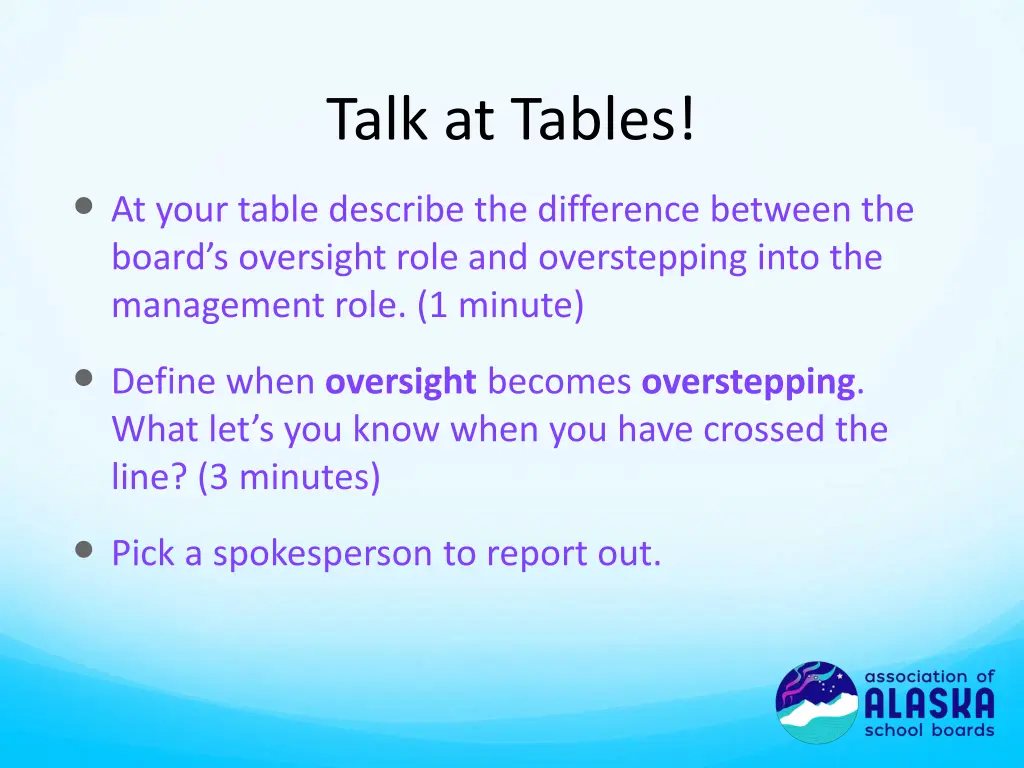 talk at tables