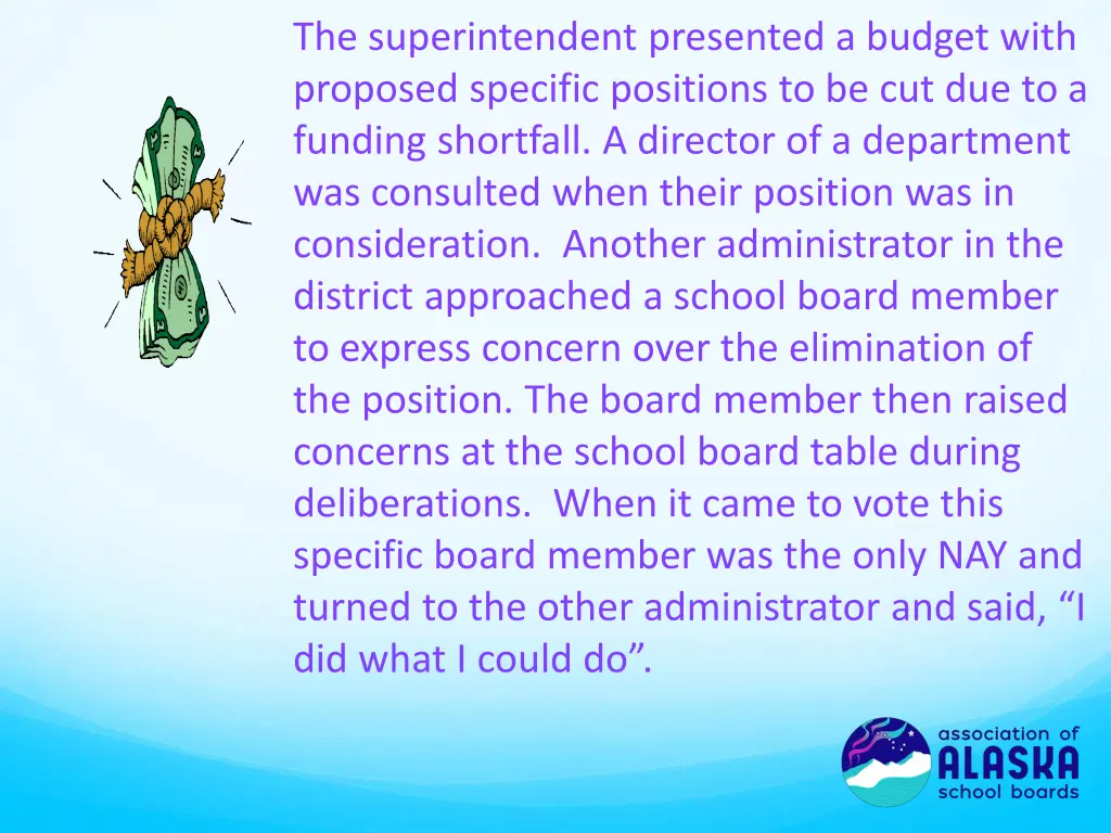 the superintendent presented a budget with