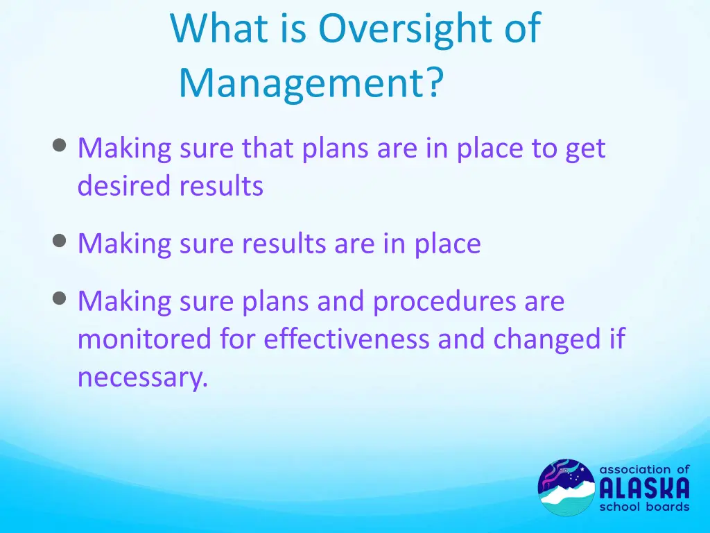 what is oversight of management