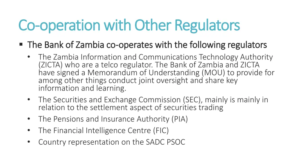 co co operation with other regulators operation