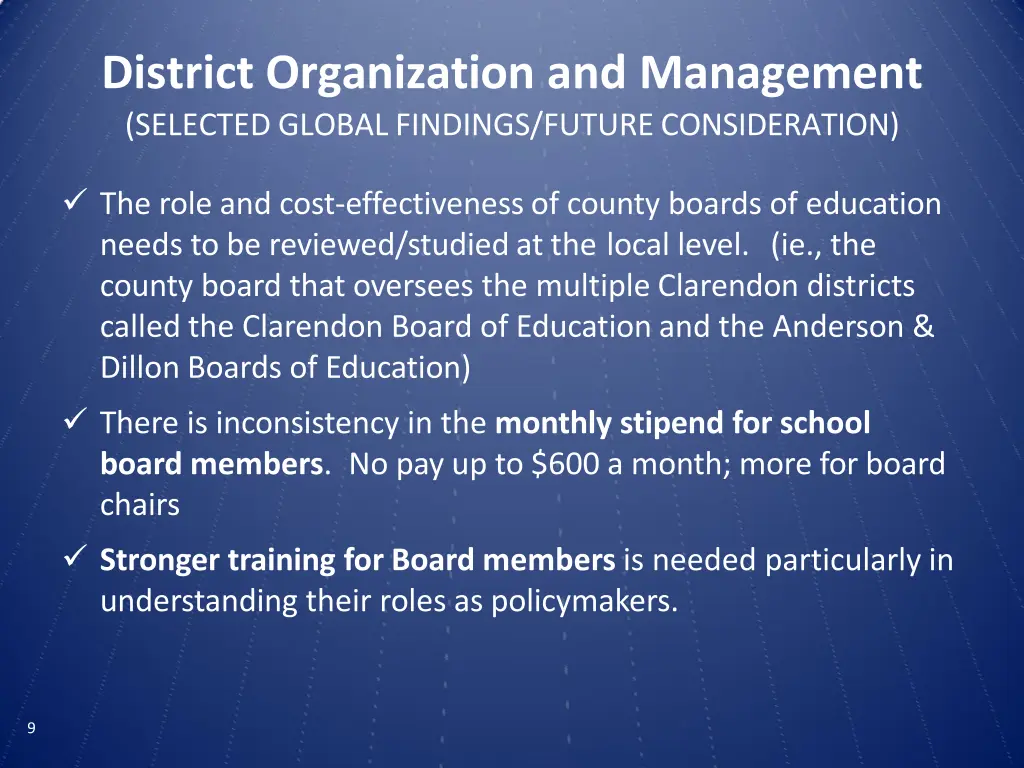 district organization and management selected 1