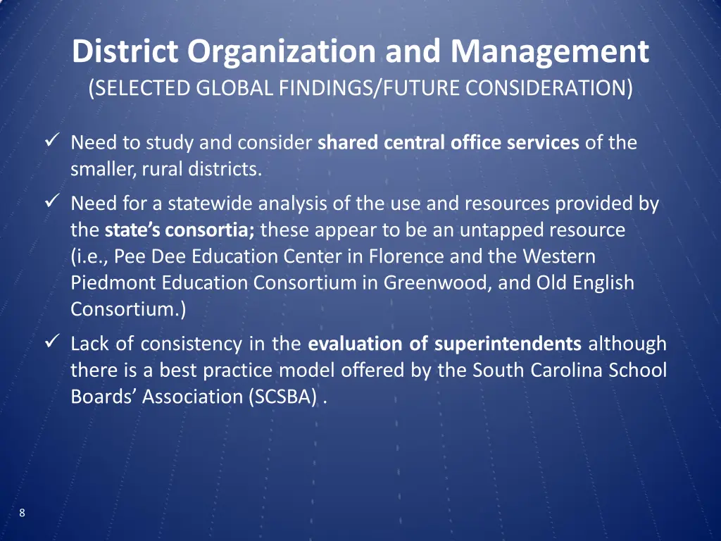 district organization and management selected