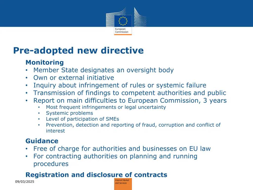 pre adopted new directive monitoring member state