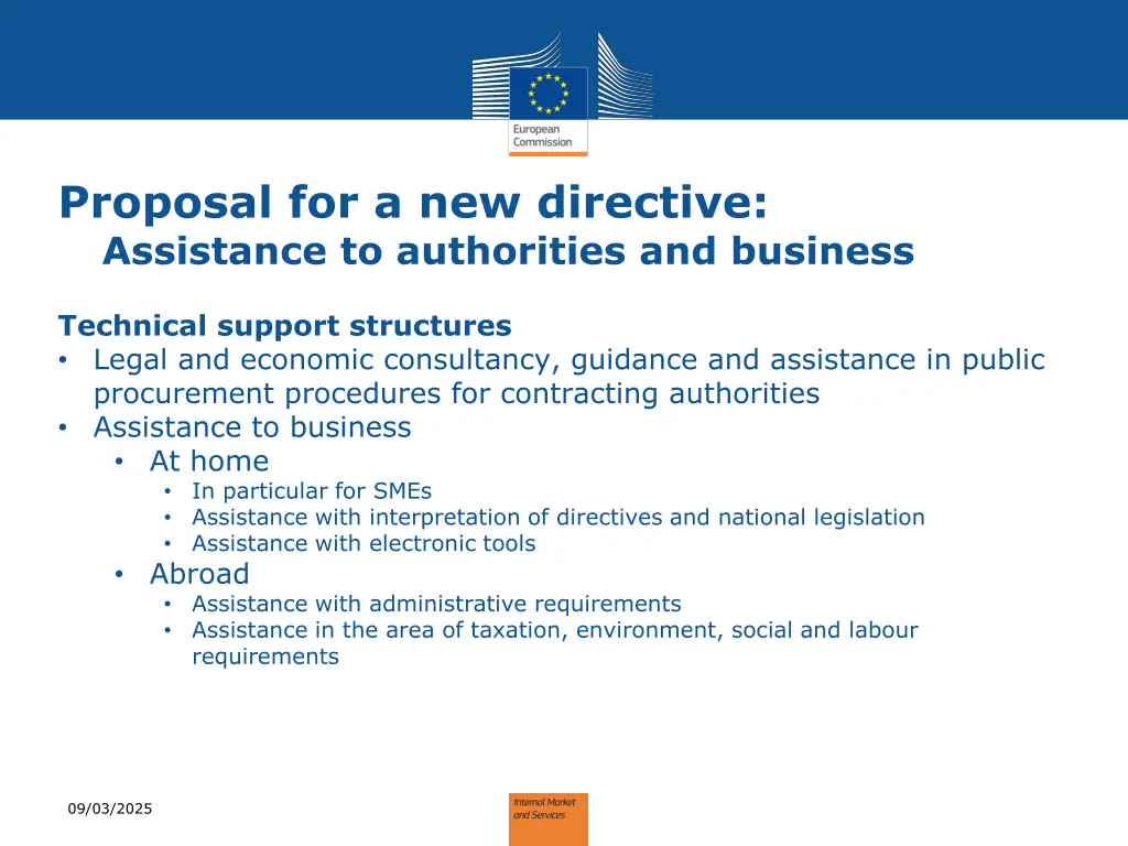 proposal for a new directive assistance