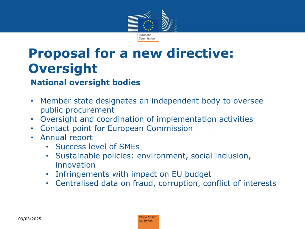 proposal for a new directive oversight national