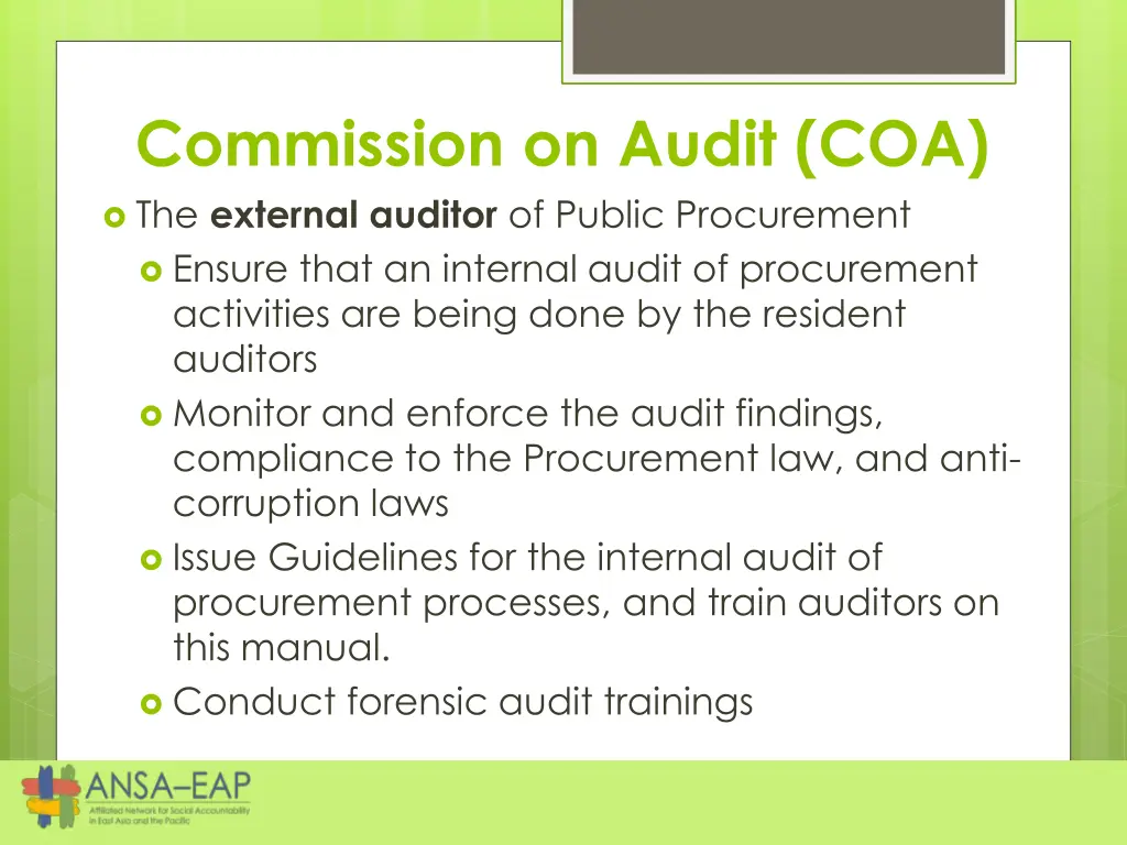 commission on audit coa the external auditor