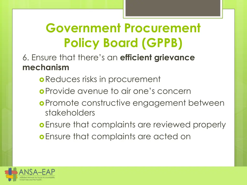 government procurement policy board gppb 6 ensure