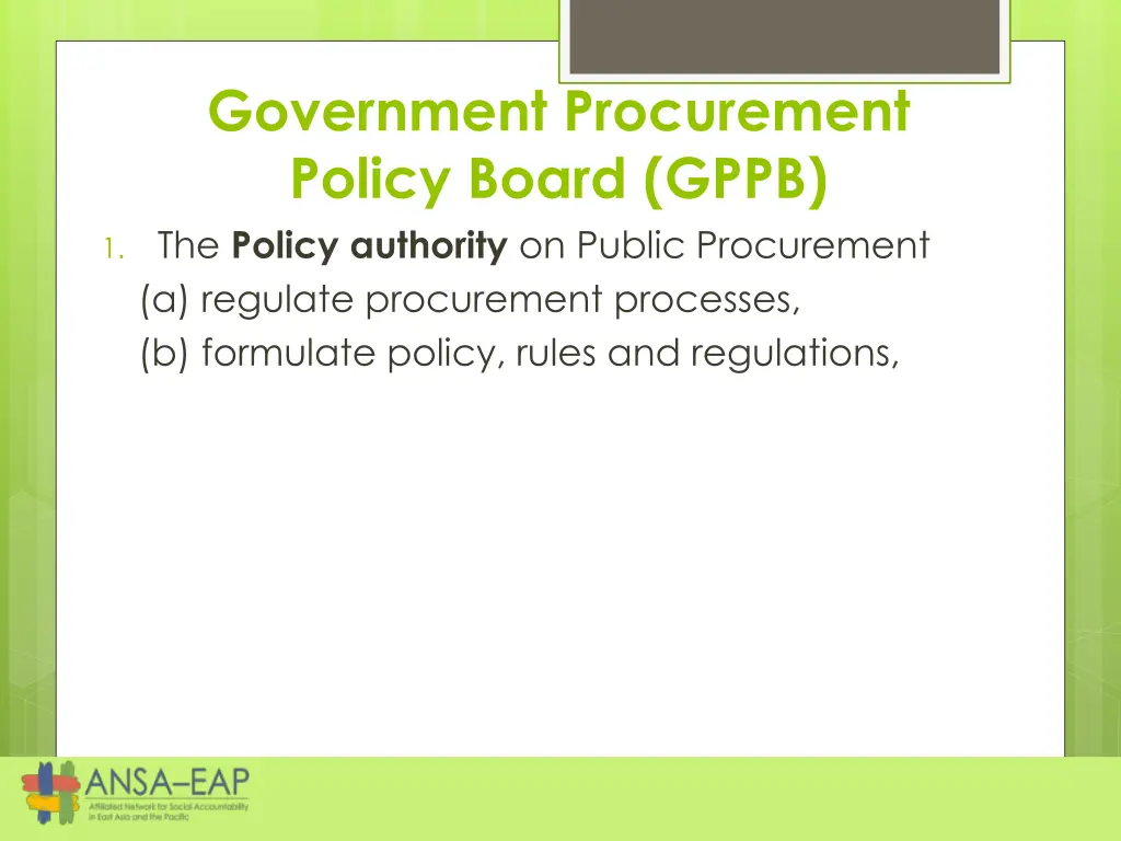 government procurement policy board gppb