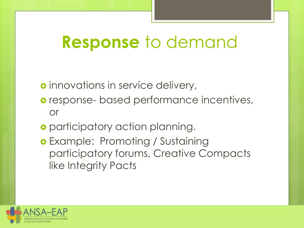 response to demand