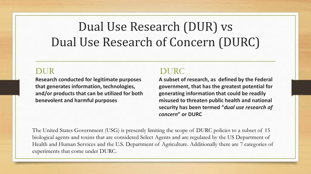 dual use research dur vs dual use research