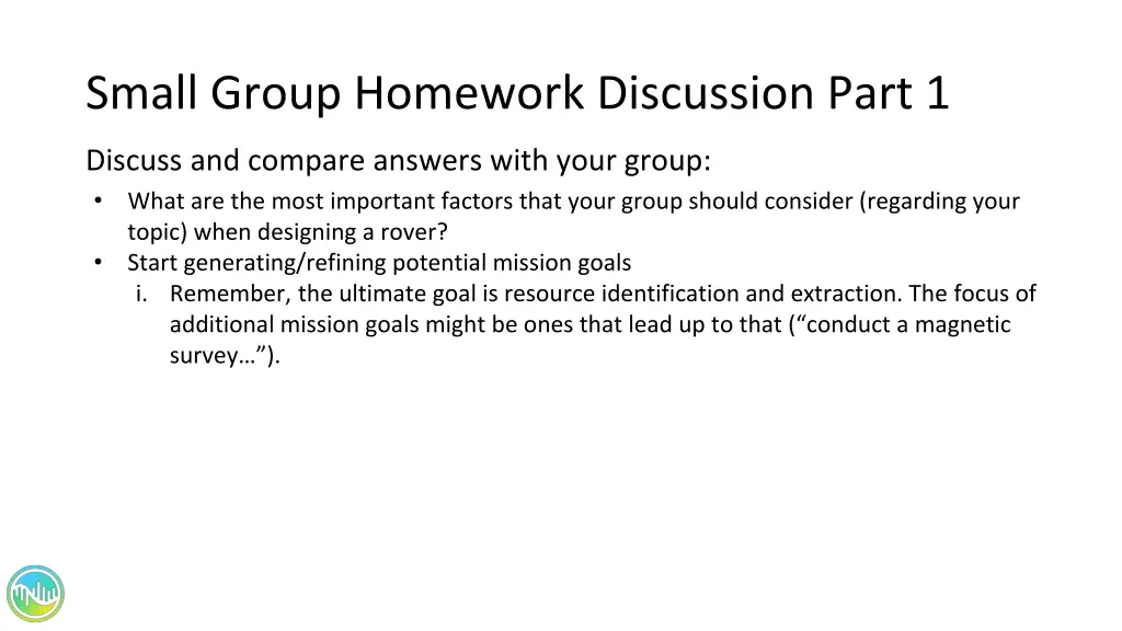 small group homework discussion part 1