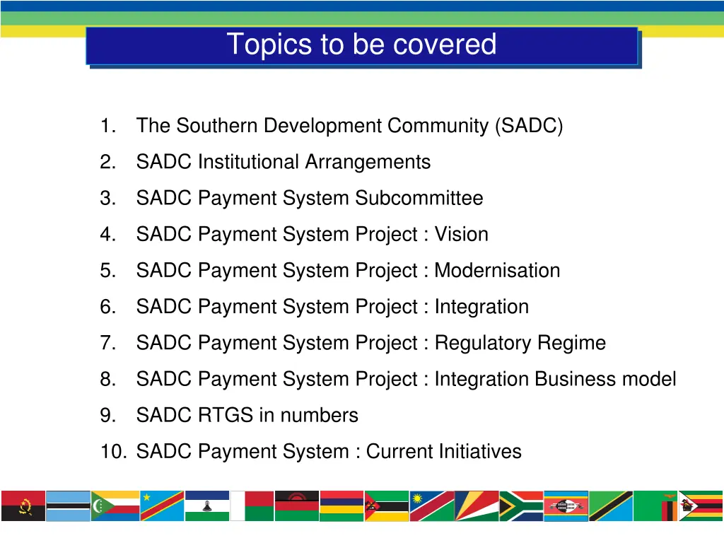 topics to be covered