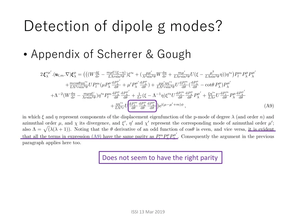 detection of dipole g modes 1