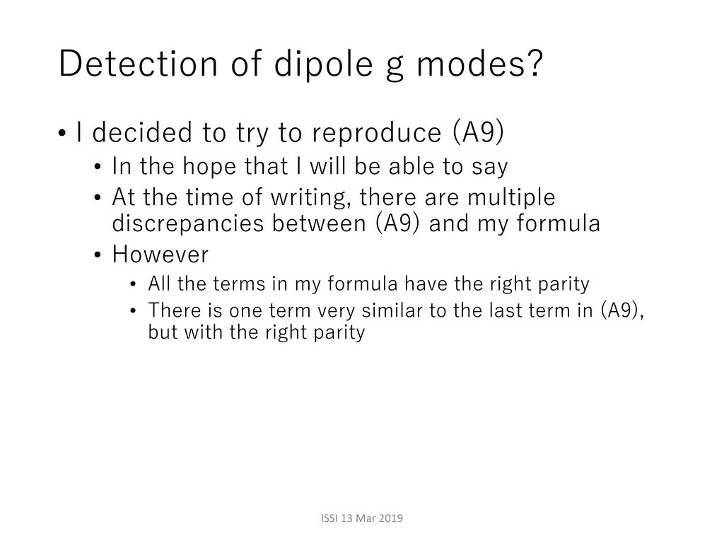 detection of dipole g modes 2