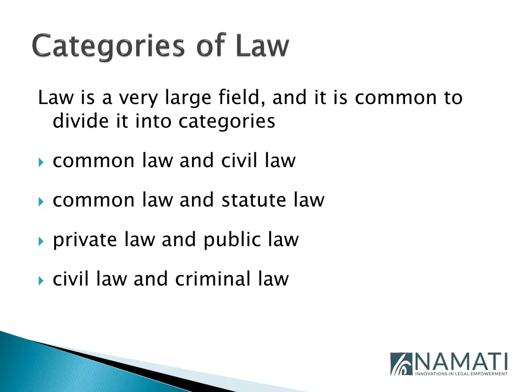 law is a very large field and it is common