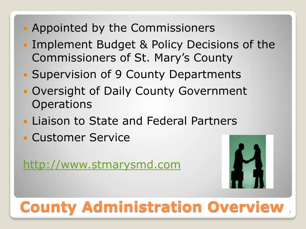 appointed by the commissioners implement budget