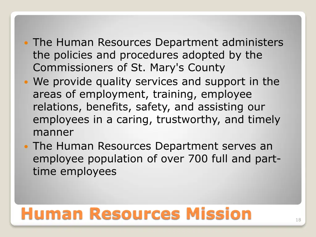 the human resources department administers