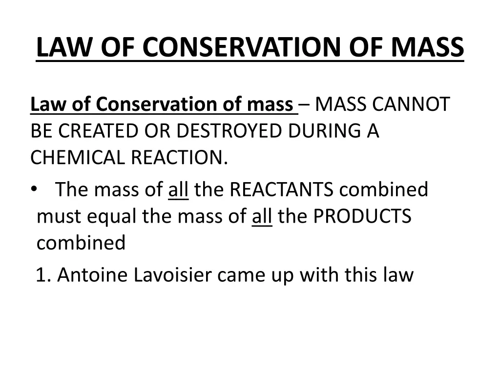 law of conservation of mass