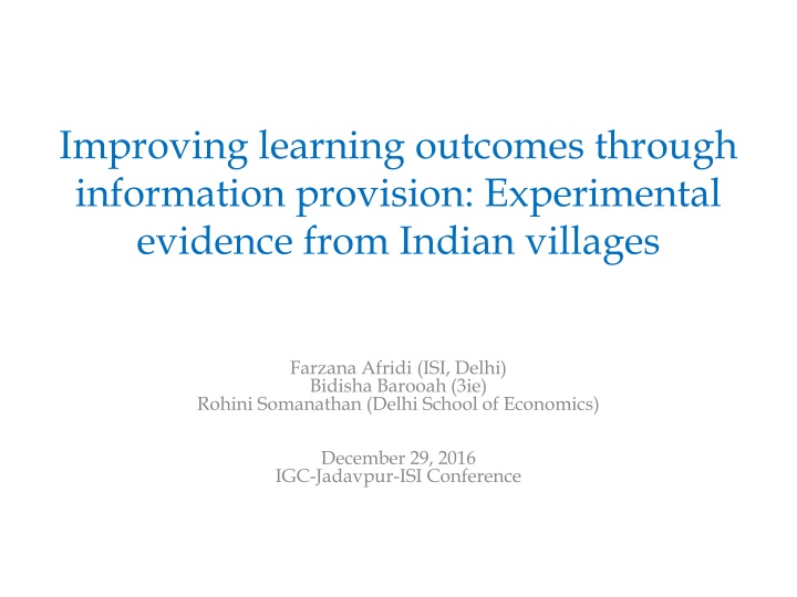 improving learning outcomes through information