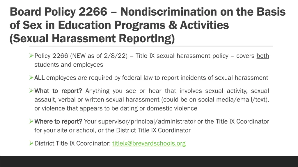 board policy 2266 nondiscrimination on the basis
