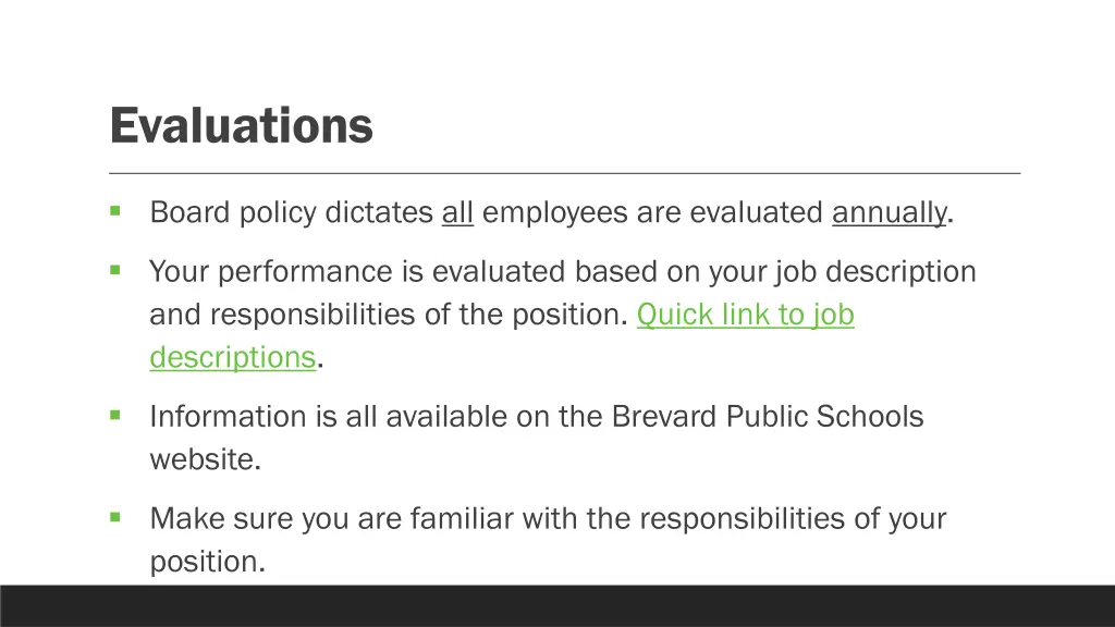 evaluations