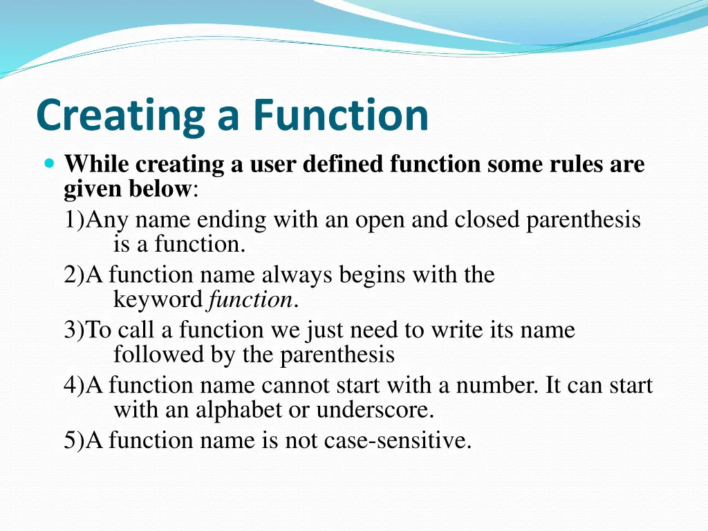creating a function while creating a user defined