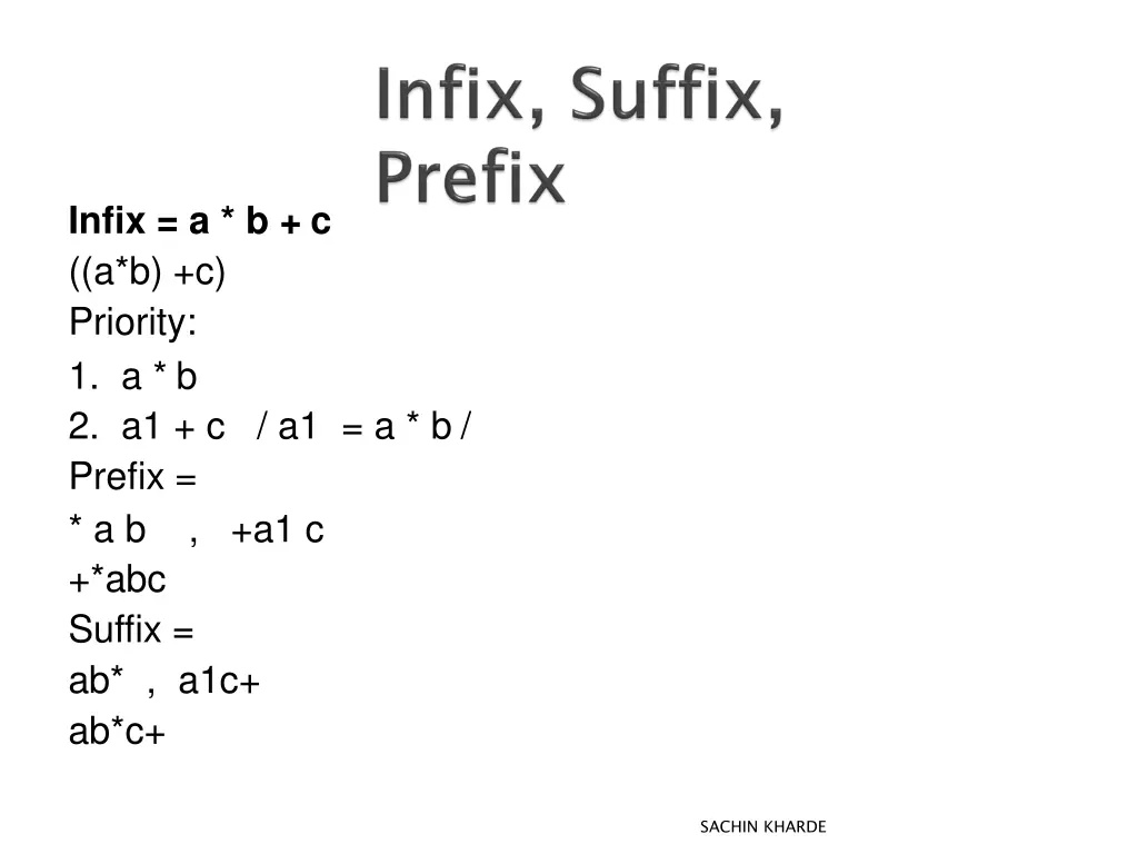 infix a b c a b c priority