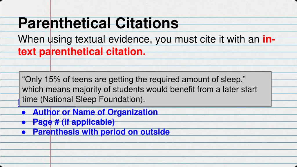 parenthetical citations when using textual