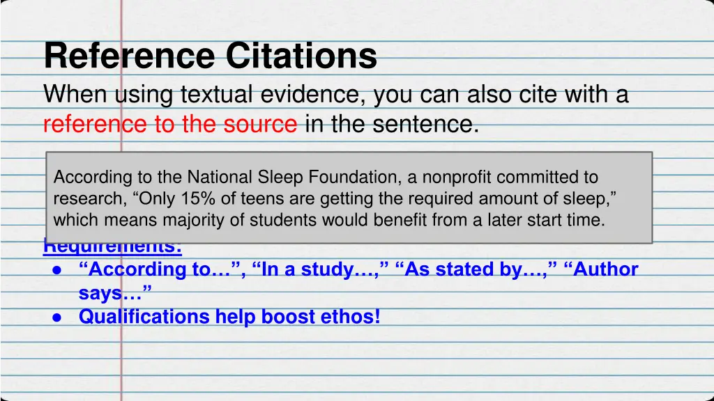 reference citations when using textual evidence