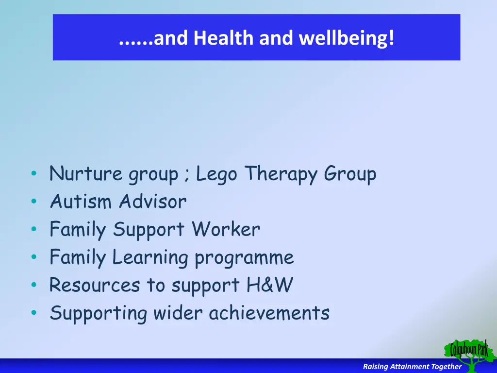 and health and wellbeing