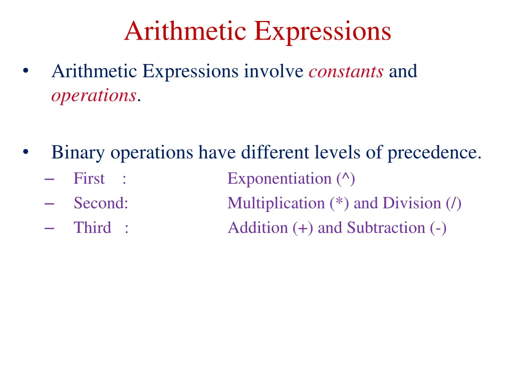 arithmetic expressions