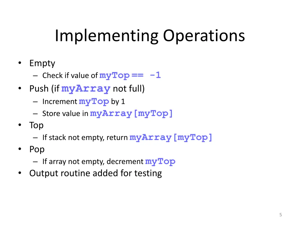 implementing operations