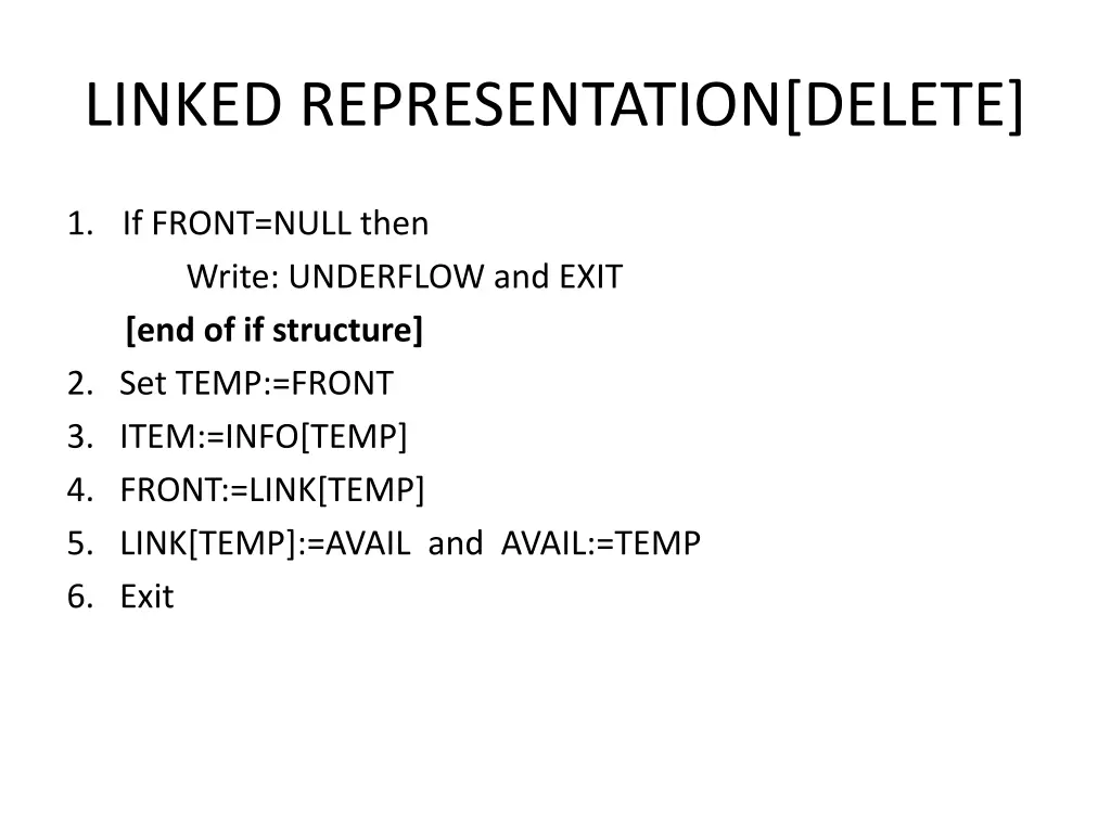 linked representation delete