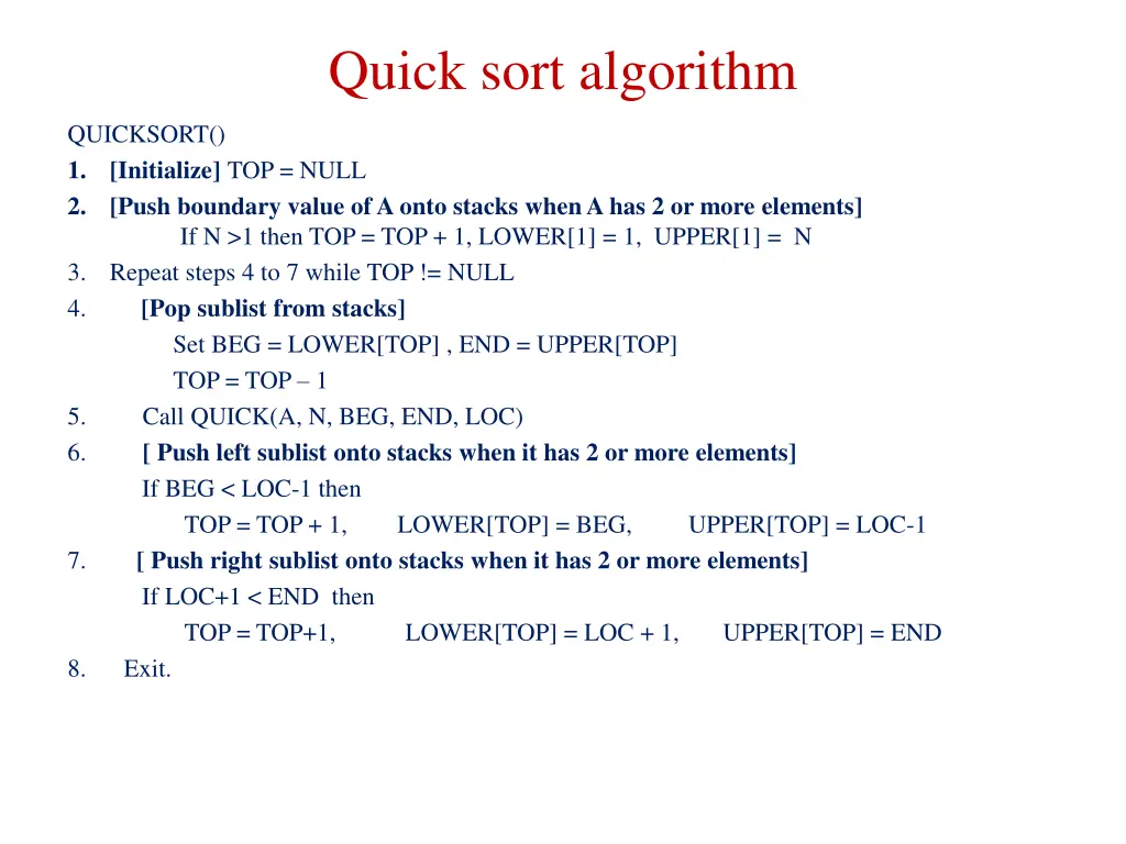 quick sort algorithm 1